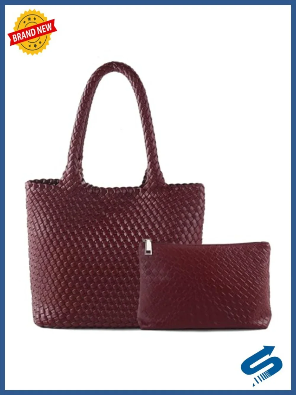 Handwoven Vegan Leather Tote Bag for Women Large Travel Hobo Shoulder Handbag
